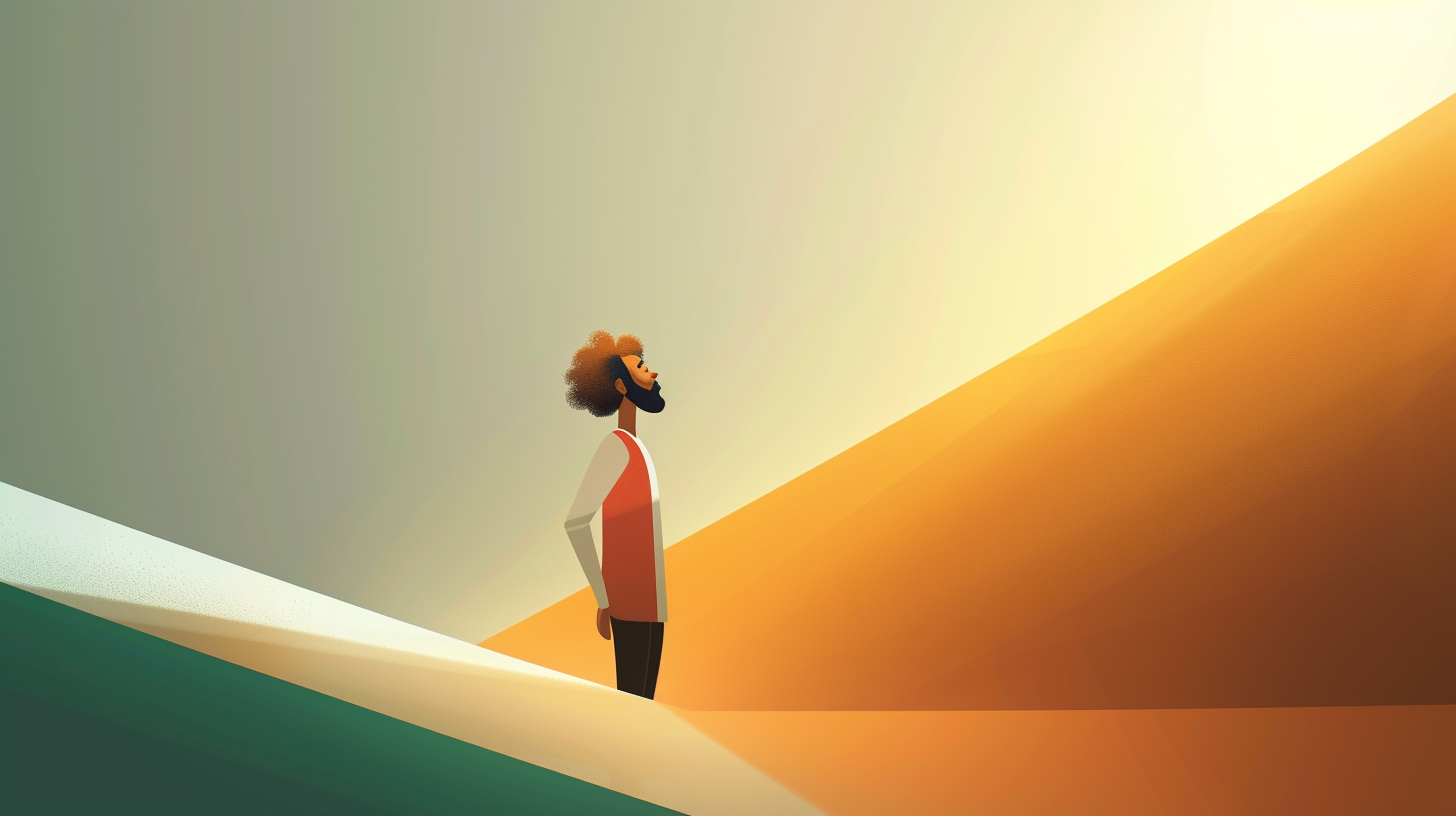 Illustration de la Gestalt-thérapie : une personne dans un espace ouvert symbolisant la relation entre soi et son environnement.